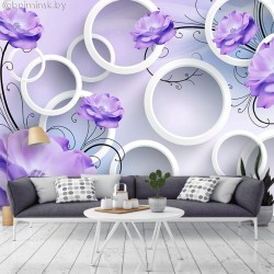 Фотообои De-Art Сиреневые цветы 3Д в интерьере
